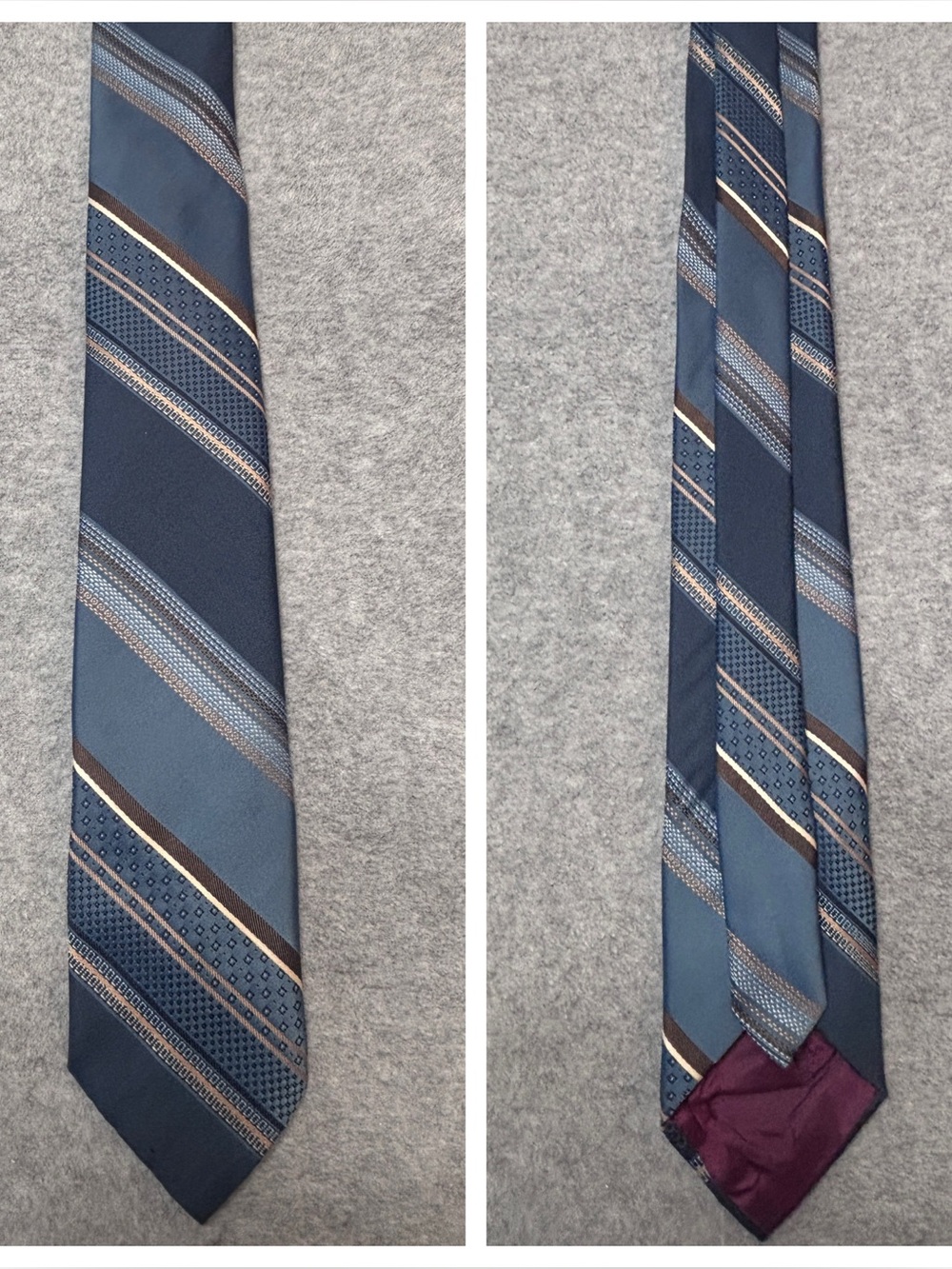 Vintage Men's Blue Striped Silk Tie - Classic Business Style